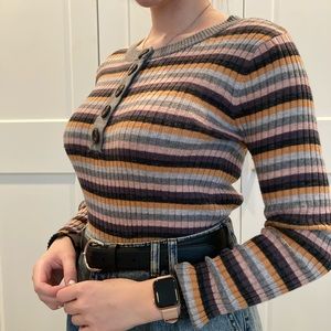 American Eagle striped, ribbed long sleeve